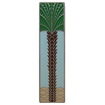 Royal Palm Pull Antique Brass Vertical, Antique Pewter and Pale Blue