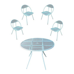 Rid-Jid Steel Outdoor/Patio Dining Set with Four Chairs - Outdoor Dining Furniture