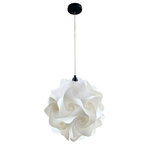 EQ Light - Hado Pendant Light, Black, Extra Large - The Hado Pendant Light makes a stunning accent piece in a dining room, entryway or kitchen. This elegant pendant light has silver steel construction and a spherical shade made from white spiral polypropylene pieces. Hang it in a contemporary style home for a cohesive look.