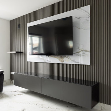 Wall Panel and White Jaguar Marble - The Living Room