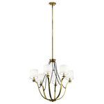 Kichler - Chandelier 6-Light - With elegant curves, fabric covered rope detail and white linen shades the 6-light chandelier with Natural Brass finish from the Thisbe(TM) collection is far from your common classic style. in.,
