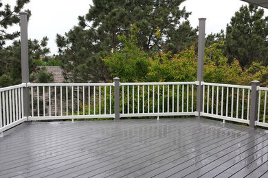 Deck - mid-sized modern deck idea in Other with an awning
