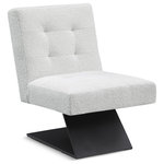 Meridian Furniture - Zeal Boucle Fabric Upholstered Accent Chair, Cream - Rest your bones in style when you're kicked back in this Zeal boucle fabric accent chair. This handsome chair rests on a slanted base, giving it a silhouette that's not easy to miss, no matter where you choose to use it. Upholstered in rich cream boucle fabric from the top of its back to the seat, this chair rests on an all-metal base for impeccable sturdiness and reliability.