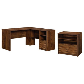 2 Piece Engineered Wood/Metal Home Office Set in Grand Walnut