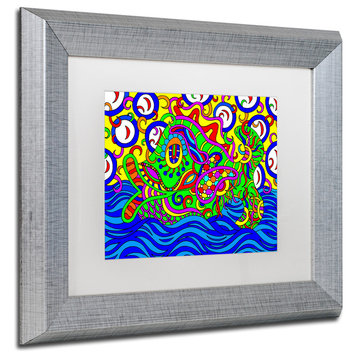 Ahrens 'Freddy the Fish Swimming' Art, Silver Frame, White Matte, 14"x11"