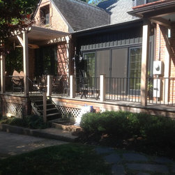 r015 Custom Iron Railings between wood posts - Home Fencing And Gates