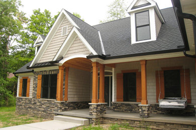 Inspiration for a transitional exterior home remodel in Cleveland
