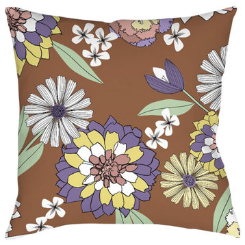 Laural Home Kathy Ireland Retro Floral Bursts Outdoor Decorative Pillow, 18"x18"