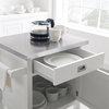 Linon Sydney Wood Rolling Apartment Kitchen Cart Stainless Steel Top in White