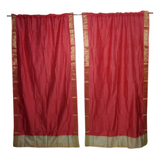 Mogul Interior - 2 Peach Sheer Sari Panel Rod Pocket Curtains Drape Home Decor 84x44 - Curtains