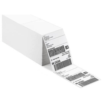 6000 4x6 Fanfold Direct Thermal Shipping Perforated Adhesive Printer Label