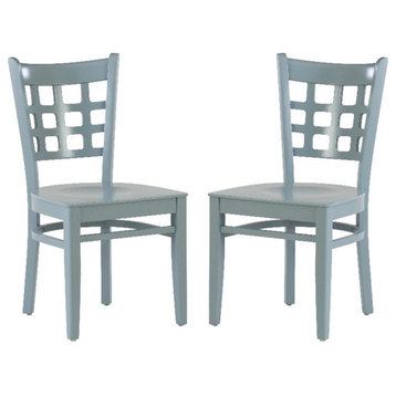 Linon Flint Beechwood Lattice Back Side Chairs Set of 2 in Slate