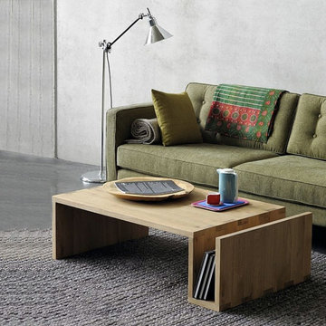$389.99 Natural Rectangular Coffee Table with Storage Wooden Accent Table
