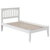 AFI Mission Twin XL Solid Wood Platform Bed with Charging USB in White