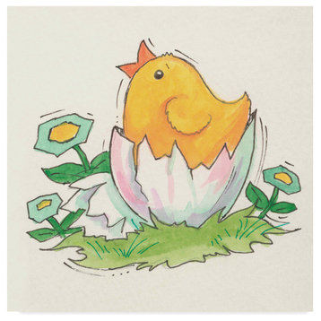 Beverly Johnston 'Chick W/Egg' Canvas Art, 24"x24"