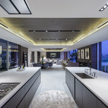 Los Tilos Hollywood Hills luxury home modern open kitchen
