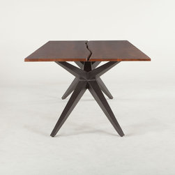 Village Industrial Loft Angled Iron Base Dining Table 82" - Dining Tables