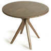 Luxe Gray Wood Mid Century Modern Round Table Accent Cafe Entry Bistro 36 in