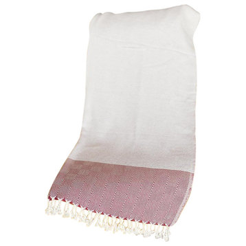 70" Turkish Cotton Handwoven Throw Blankets In Red