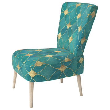 Turquoise and Gold Glitter Chair, Side Chair