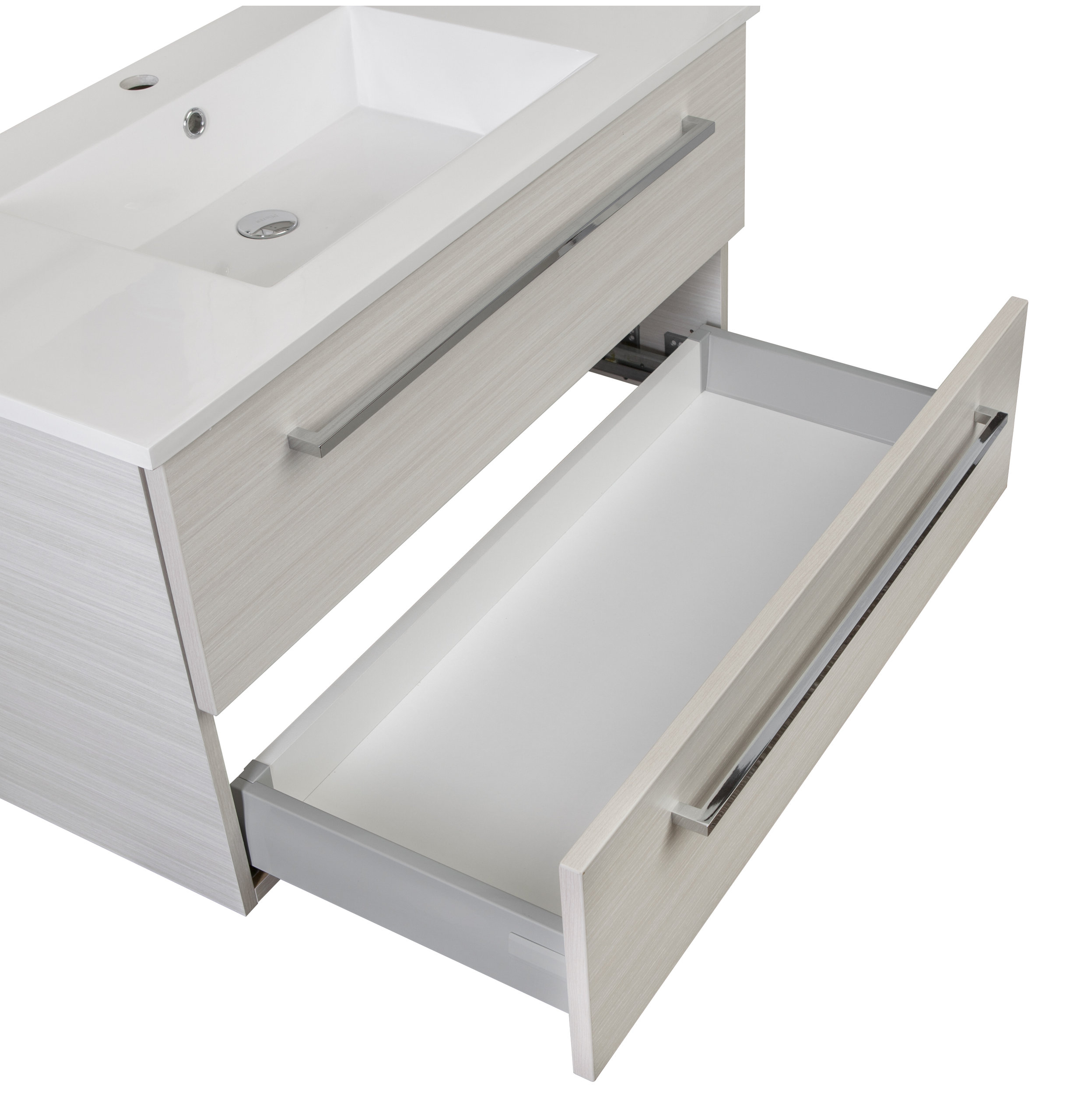 Silhouette 2-Drawer Wall-Mounted Vanity, White Chocolate, 30"