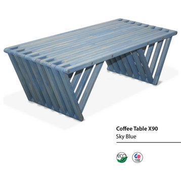 GloDea Wood Coffee Table X90, Sky Blue