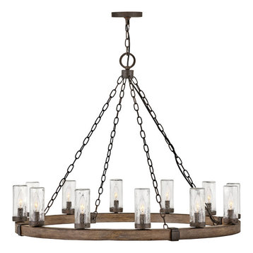 Sawyer Outdoor Chandelier, 12-Light, Sequoia, 38"W
