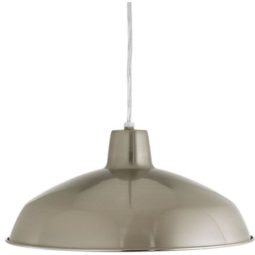 Metal Shade 1-Light, Cord Hung Led Pendant With AC Led Module, Brushed Nickel