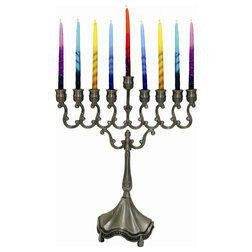Holiday Lighting Lamp Lighters Ultimate Judaica Pewter Menorah, 8"x6.5"