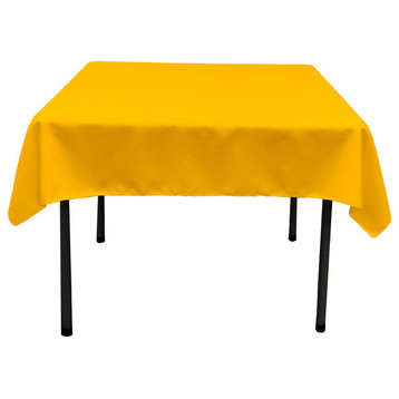 LA Linen Square Polyester Poplin Tablecloth, Dark Yellow, 52"x52"