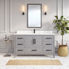 Houston 60" Single Vanity With Power Bar and Drawer Organizer, Oxford Gray