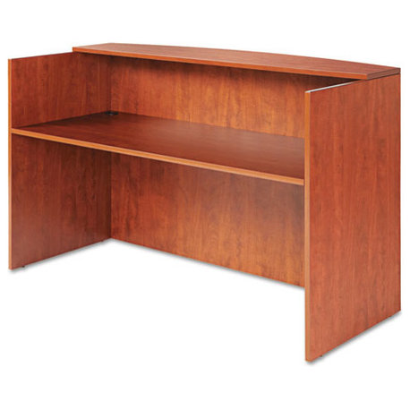 Alera Valencia Series Reception Desk With Counter, 71"x35 1/2"x42 1/2", Cherry