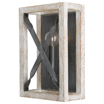 Remi One Light Wall Sconce, Brushed White Wash and Nordic Iron