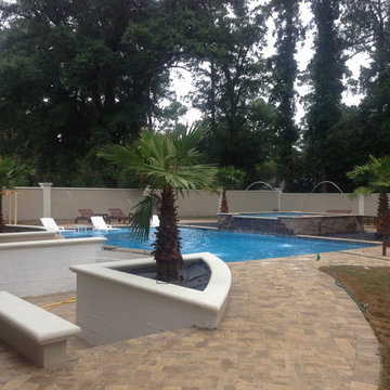 25 X 45 GUNITE POOL W SPILL OVER SPA