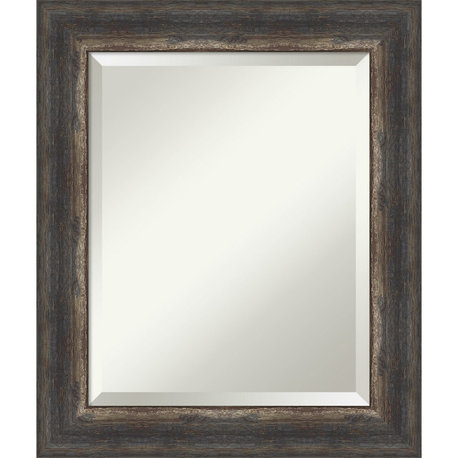 Bark Rustic Char Beveled Bathroom Wall Mirror - 21 x 25 in.