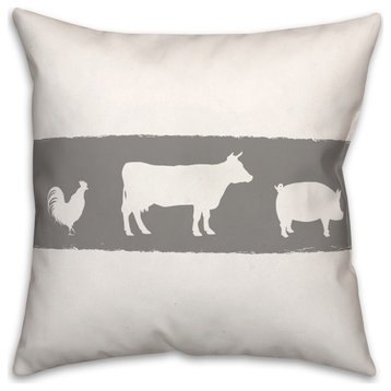 Farm Animal Silhouettes 18x18 Spun Poly Pillow