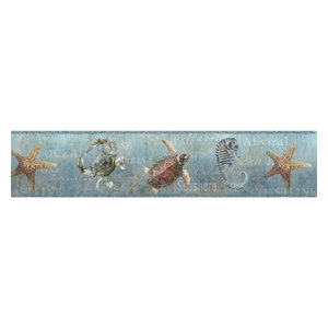 Island Bay Wallpaper Border Sealife Coastal 3 Colors Available Seashells