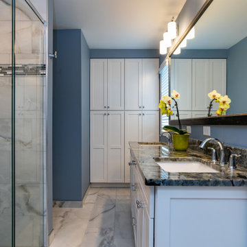 Coty Award Winning Modern Primary Accessible Bath With Lemurian Blue Granite