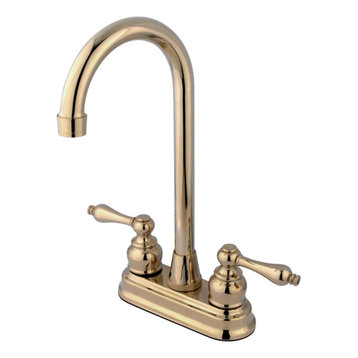 Kingston Brass 4" Centerset High-Arc Bar Faucet, Polished Brass