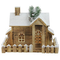 12" LED Lighted Snowy Rustic Wooden Cabin Christmas Decoration