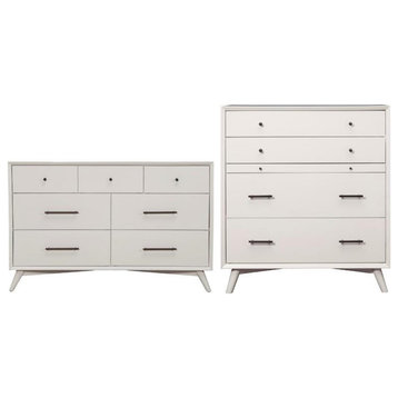 Home Square 2 Piece Set with 7-Drawer Dresser & Multifunction Chest in White