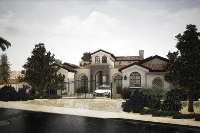 Example of a tuscan exterior home design in San Diego