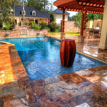 Rectangular Pool 3 - disappearing fountain and pergola