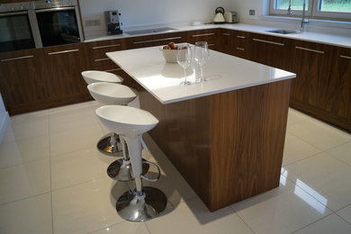 Medium sized contemporary kitchen in Cornwall.