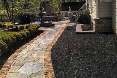 Stone walkway fire-pit and chomney