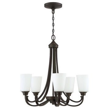 Craftmade Grace 5 Light Chandelier, Espresso w/White Frosted Glass