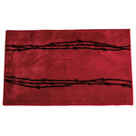 Paseo Road by HiEnd Accents - Barbwire Print Rug - The iconic Barbwire bathroom and kitchen rug twists strands of barbwire printed across a bold, western red setting. Made from 100% acrylic and measuring 24 by 36 inches, Barbwire is the perfect accent for your kitchen or bathroom sink. This rug is part of the larger HiEnd Accents Barbwire collection which features the iconic barbwire in stylish western shades for an affordable statement of rustic luxury.