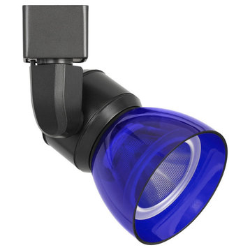 10W Integrated Led Track Fixture With Polycarbonate Head, Black And Blue