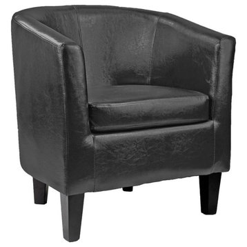 Antonio Tub Chair, Black Bonded Leather