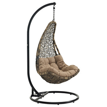 Abate Outdoor Patio Swing Chair With Stand, Black Mocha